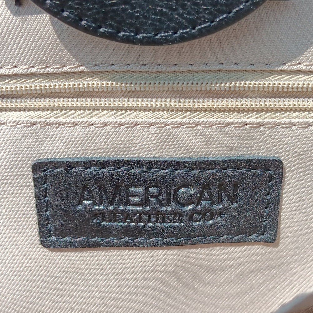 American Leather Co. Leather striped patch shoulder bag cross body bag - Picture 4 of 5